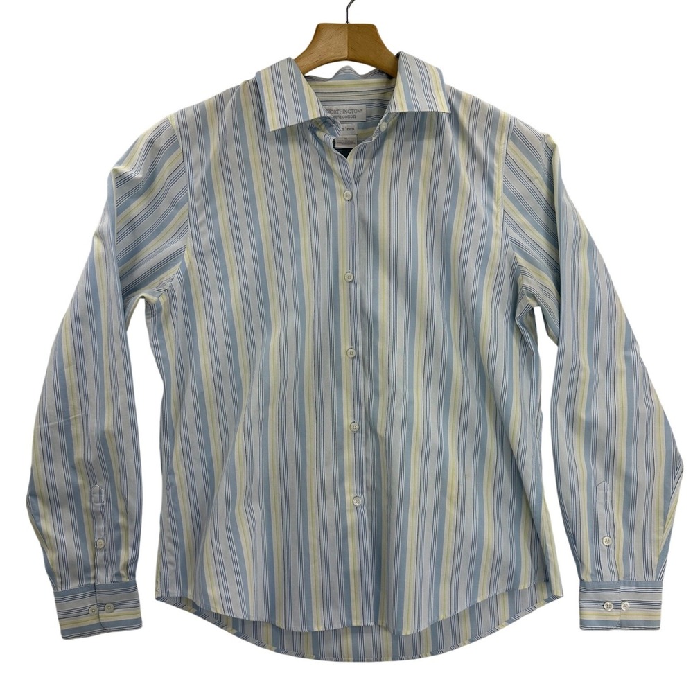 Worthington Women's Striped Non-Iron Button Down Shirt Size 10